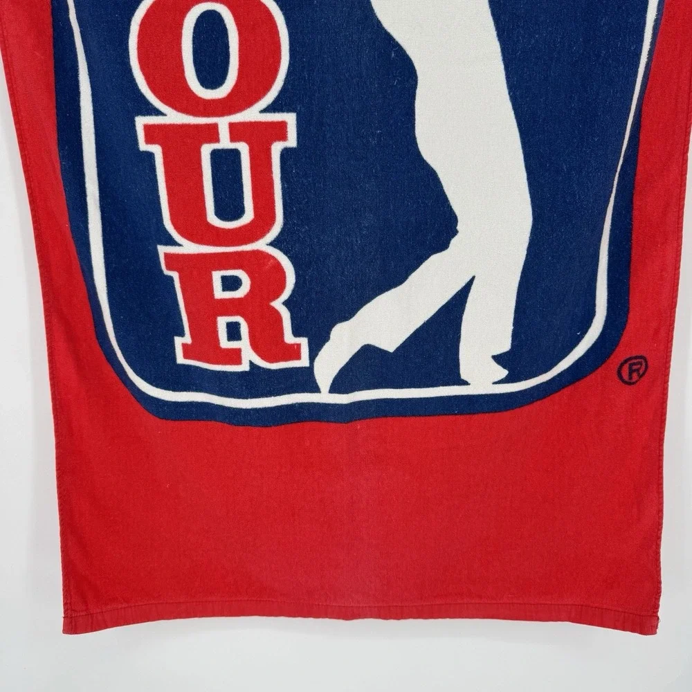 PGA Tour Golf Logo Bath Towel Red Blue White 100% Cotton‎ Made in China